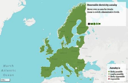 Wind und Sonne: Regionale Autarkie fast überall in Europa möglich