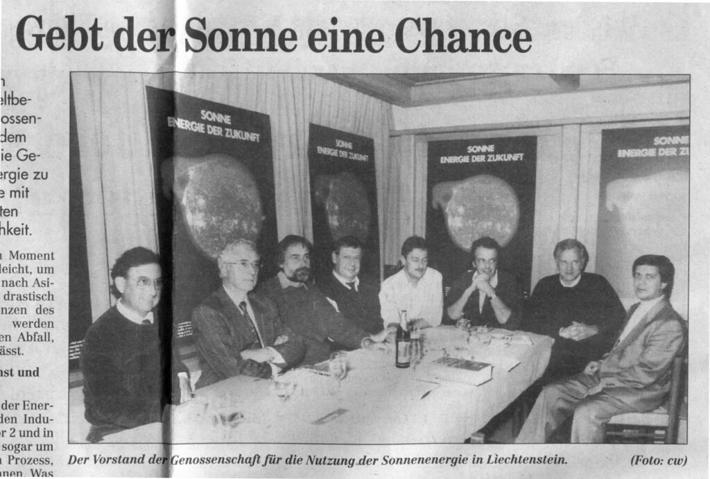 Gründungsversammlung der Solargenossenschaft vom 15. Mai 1992