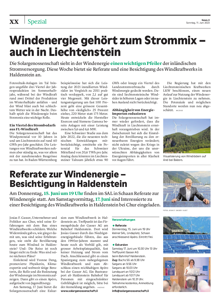 Referate zur Windenergie – Besichtigung in Haldenstein